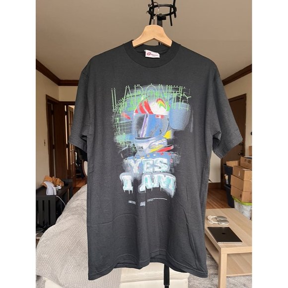 VINTAGE 1998 NASCAR LABONTE ICE MAN CORN FLAKES BLACK RACING T SHIRT SIZE M 90S - Picture 2 of 6